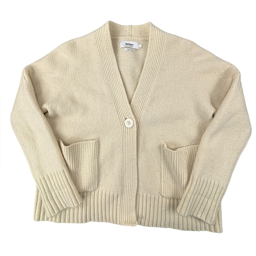 Notshy | Merino wool Cardigan | Ivory | Large‎